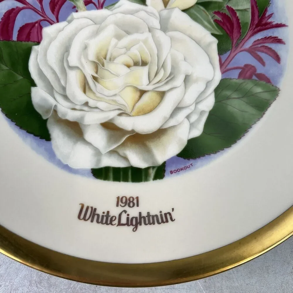 1981 WHITE‎ LIGHTNIN' American Rose Society Plate 2594- 9800